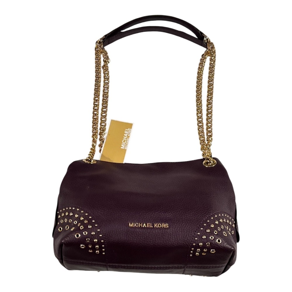 Michael Kors Genuine Leather shoulder eggplant purple Bag New w/ tags ret. $348